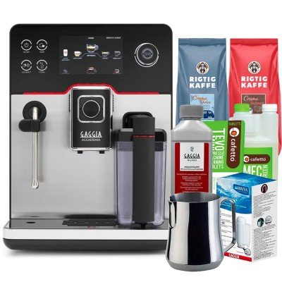 Gaggia Accademia Stål espressomaskin Inkl. skötselpaket, mjölkkanna & 2kg Rigtig Kaffe hela kaffebönor