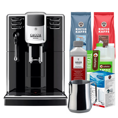 Gaggia Anima Barista Plus espressomaskin Inkl. skötselpaket, mjölkbehållare & 2kg Rigtig Kaffe hela kaffebönor