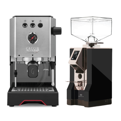 Gaggia Classic UP Stål espressomaskin Inkl. Eureka Mignon Specialita svart/Chrome espressokvarn