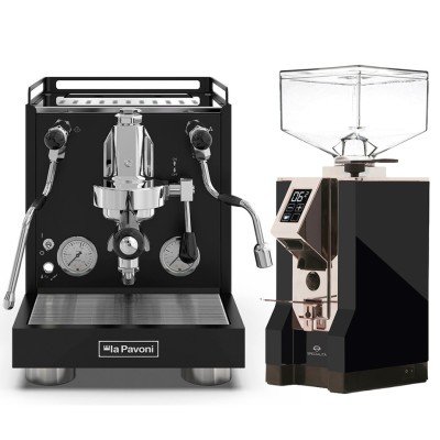 La Pavoni New Cellini Evolution svart LPSCVB01NO espressomaskin Inkl. Eureka Mignon Specialita svart/Chrome espressokvarn