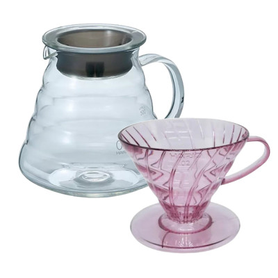 Hario V60 filterbryggningsset Inkl. V60 Range Server 60 cl, Sakura Pink Dripper 2 koppar & filter