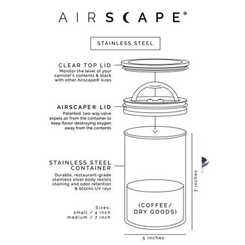 Airscape Kilo Kaffebeholder Mat Sort 1kg