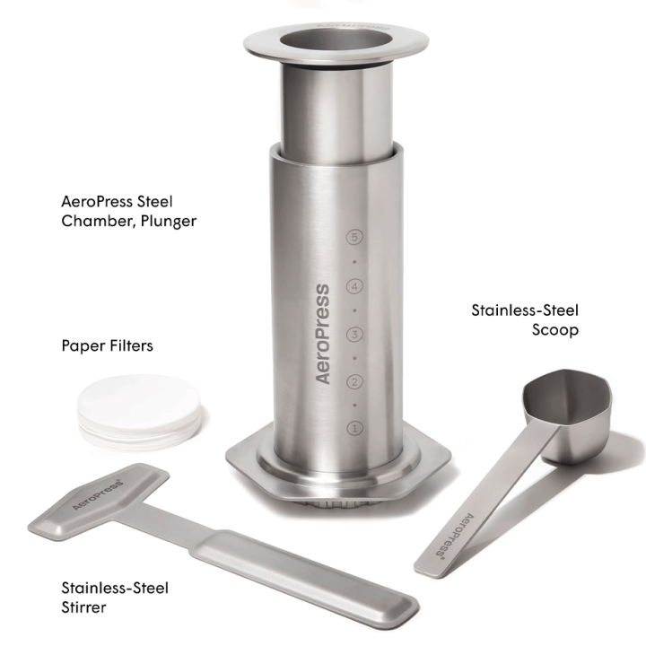 AeroPress kaffebryggare i rostfritt stål