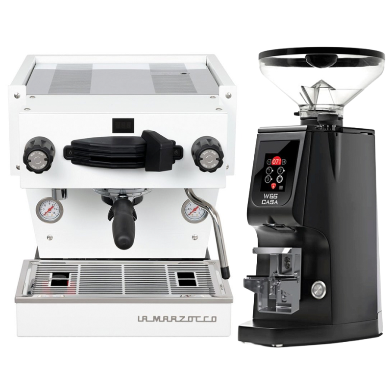 La Marzocco Linea Mini R vit espressomaskin Inkl. Eureka Atom W 65 Casa matt svart espressokvarn