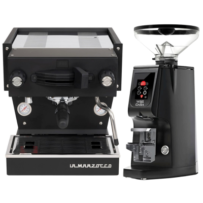 La Marzocco Linea Mini R svart espressomaskin Inkl. Eureka Atom W 65 Casa matt svart espressokvarn