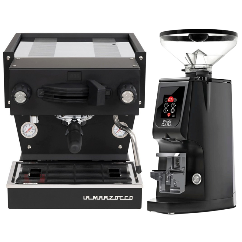 La Marzocco Linea Mini R svart espressomaskin Inkl. Eureka Atom W 65 Casa matt svart espressokvarn