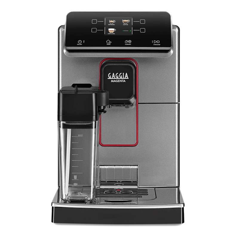 Gaggia Magenta Prestige Glazed Grey espressomaskin Inkl. 4x Club House Tulipano Cappuccino med fat röd & 500g Rigtig Kaffe