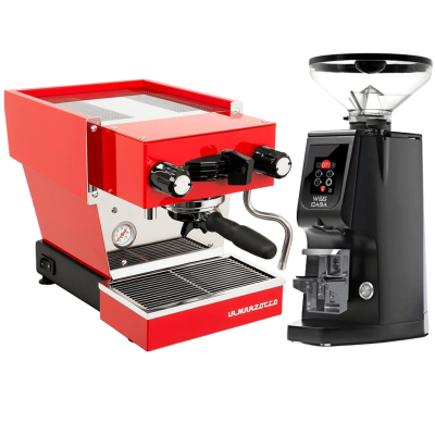 La Marzocco Linea Micra röd espressomaskin Inkl. Eureka Atom W 65 Casa matt svart espressokvarn