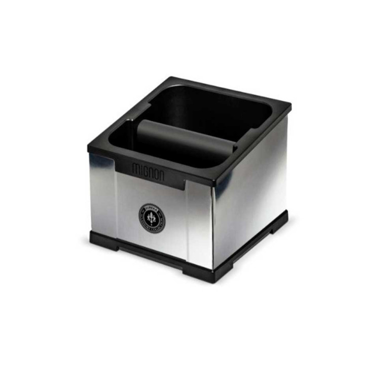 Eureka Mignon Knock Box Chrome Inkl. Tamper Perfect Grip Sort 58 mm