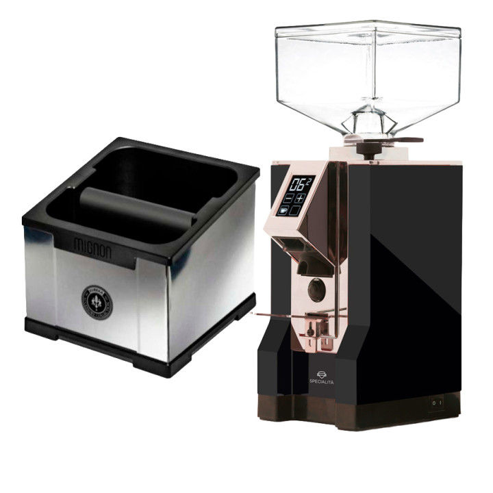Eureka Mignon Specialita svart/Chrome espressokvarn Inkl. Mignon Knock Box Chrome