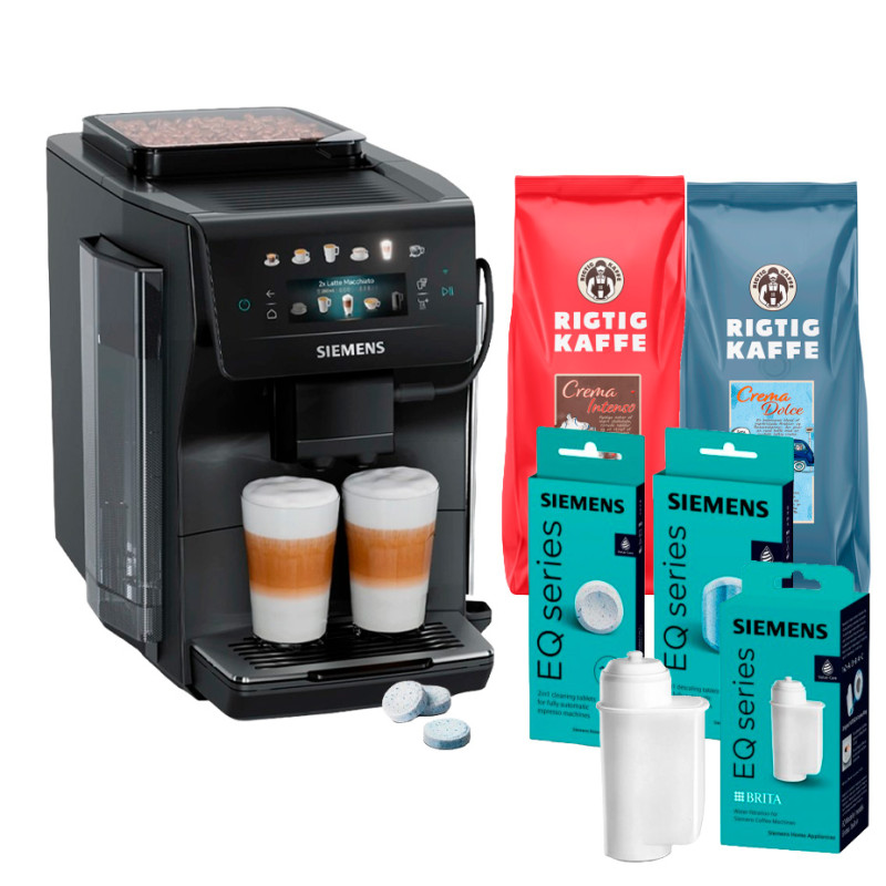 Siemens TP601E09 EQ600 Espressomaskin Inkl. Vårdprodukter och 2x1 kg Kaffe