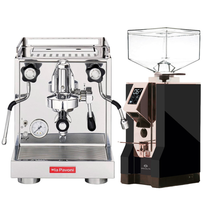 La Pavoni New Cellini Classic LPSCCS01EU Espressomaskin Inkl. Eureka Mignon Specialita Svart/Krom Espressokvarn