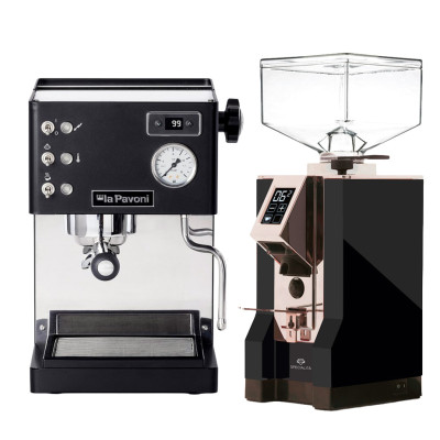 La Pavoni Casa Bar PID Svart LPMCBN02EU Espressomaskin Inkl. Eureka Mignon Specialita Svart/Krom Espressokvarn