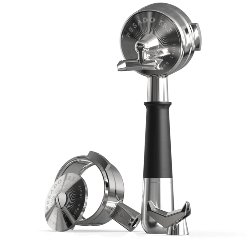 Pesado Hybrid Bundløst & Double Spouted Portafilter 5mm E61 Gruppehoved Sort/Sort