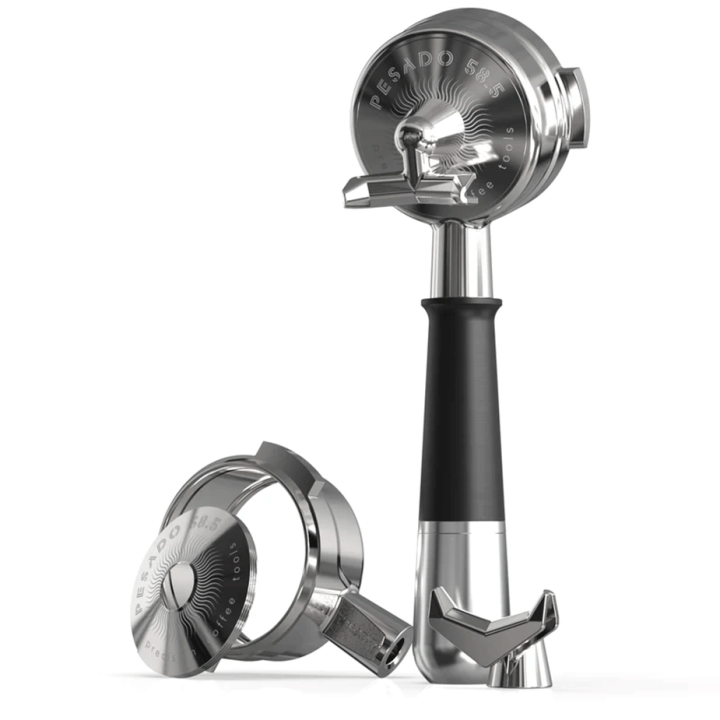 Pesado Hybrid Bundløst & Double Spouted Portafilter 5mm E61 Gruppehoved Sort/Sort