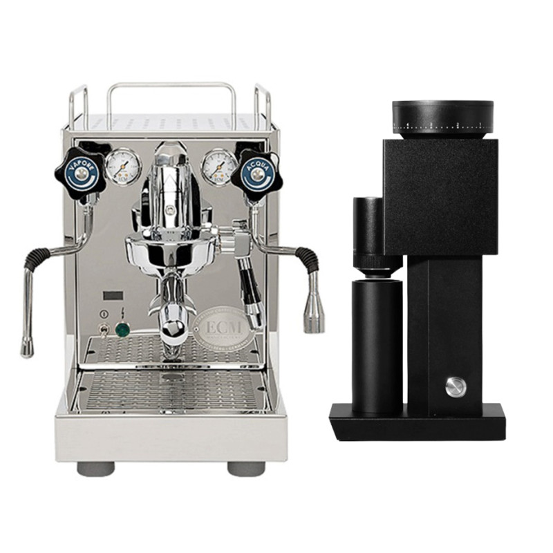 ECM Mechanika Slim PID Espressomaskine Inkl. Timemore Bricks Elektrisk Espressokværn 01S Sort