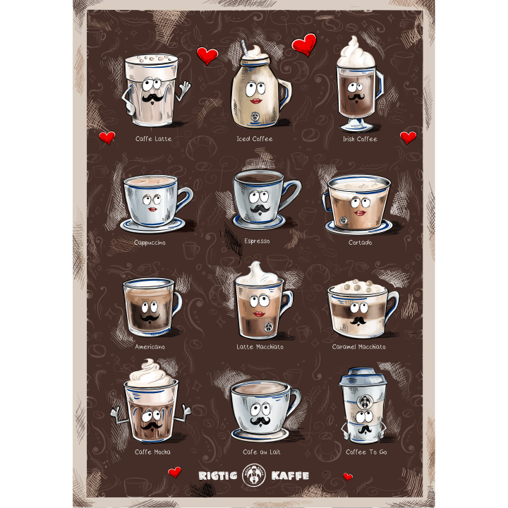 Rigtig Kaffe COFFEE DRINKS Poster 50x70cm
