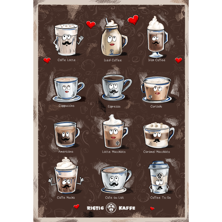 Rigtig Kaffe COFFEE DRINKS Poster 21x30cm