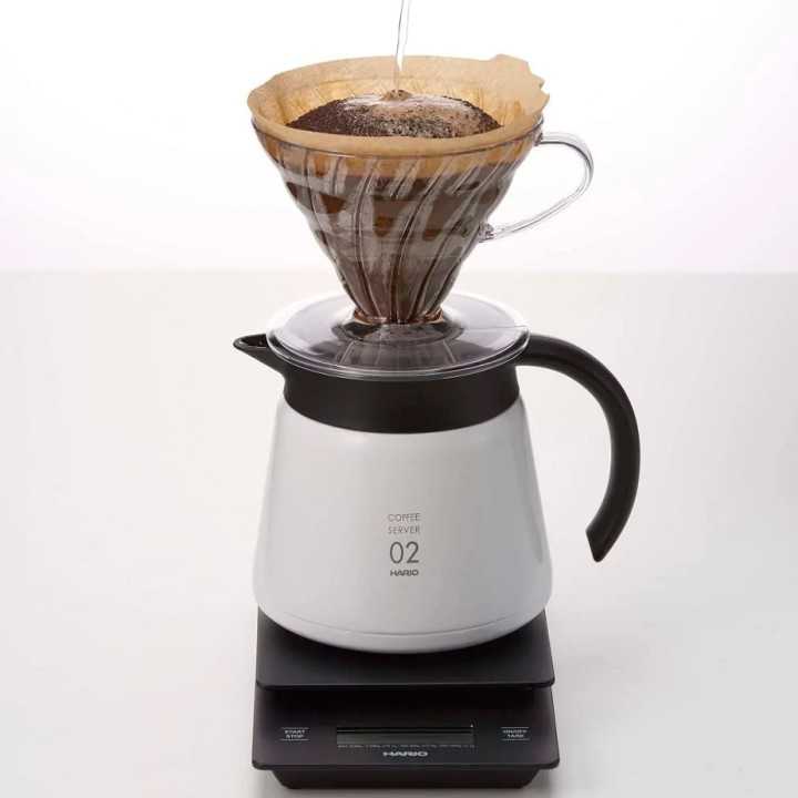 Hario V60-02 Rostfritt Stål Server 0,6L Vit