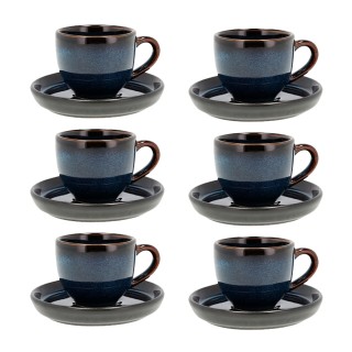 Bitz Espressomugg med underkopp 7 cl 6 st Mörkblå/Svart