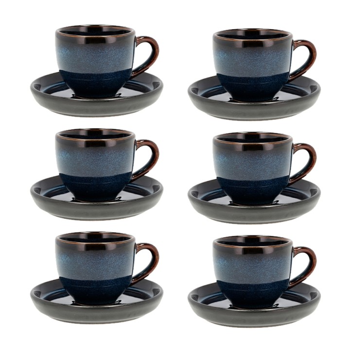 Bitz Espressomugg med underkopp 7 cl 6 st Mörkblå/Svart
