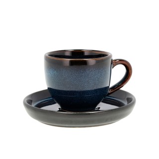 Bitz Espressomugg med underkopp 7 cl 6 st Mörkblå/Svart