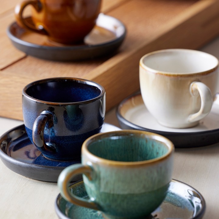 Bitz Espressomugg med underkopp 7 cl 6 st Mörkblå/Svart
