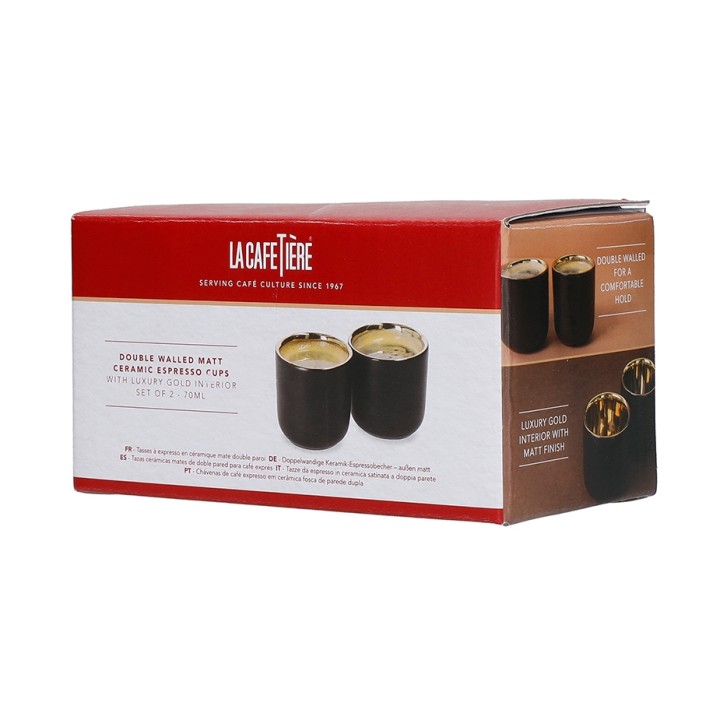 La Cafetière Dubbelväggig Espressokopp 7 cl 2 St Svart/Guld