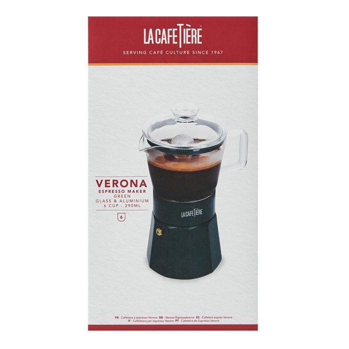 La Cafetière Verona 6 Koppar Mokabryggare Grön