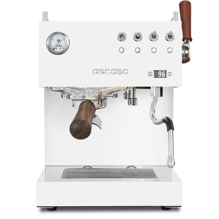 Ascaso Steel Duo Plus White - Modell 2024 Inkl. Eureka Libra, Espressokoppar & Kaffe