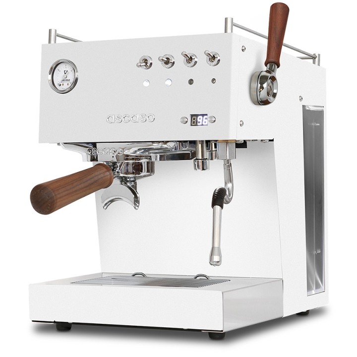 Ascaso Steel Duo Plus White - Modell 2024 Inkl. Eureka Libra, Espressokoppar & Kaffe