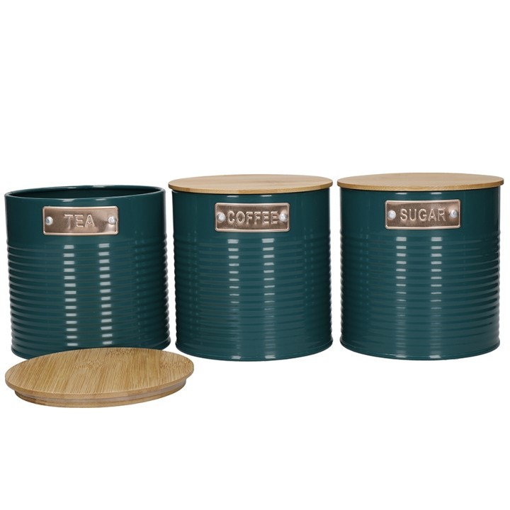 KitchenCraft Förvaringsburk Mörkgrön 3 St