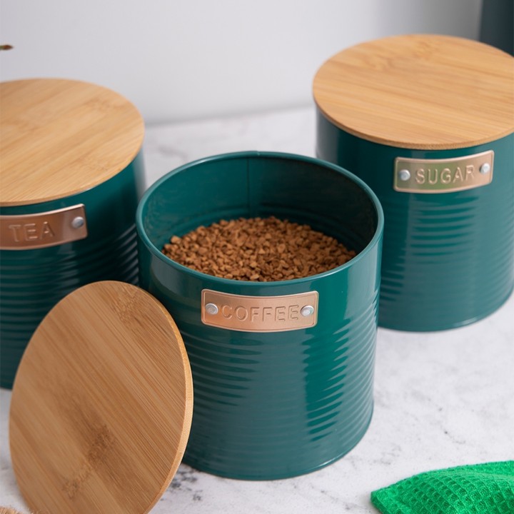 KitchenCraft Förvaringsburk Mörkgrön 3 St