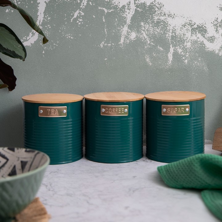 KitchenCraft Förvaringsburk Mörkgrön 3 St