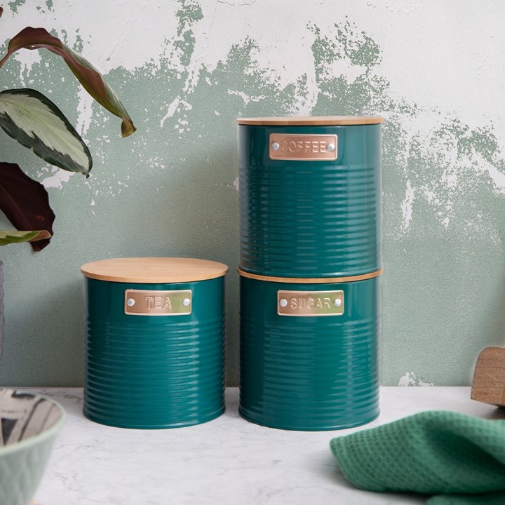 KitchenCraft Förvaringsburk Mörkgrön 3 St