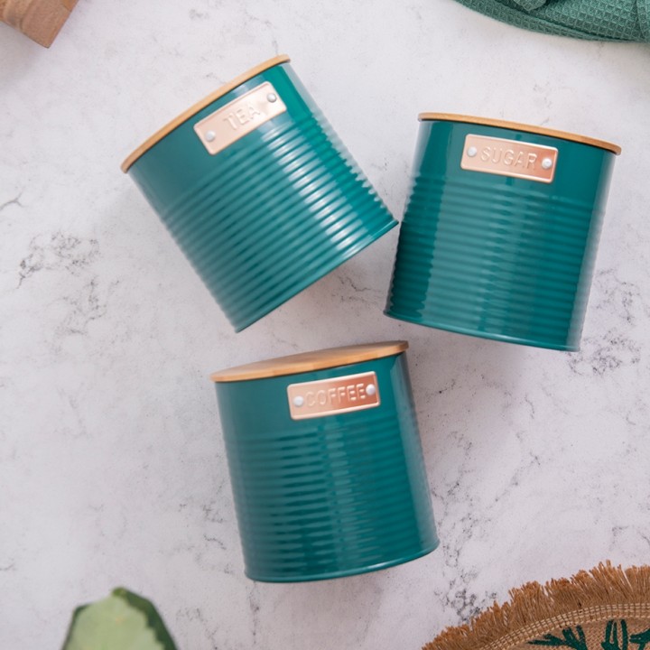 KitchenCraft Förvaringsburk Mörkgrön 3 St