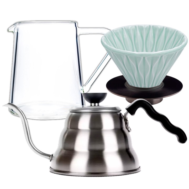 Loveramics Filterbryggning Set Inkl. Smooth Dripper 2 Kopp, Stativ, Glaskanna & V60 Vattenkokare