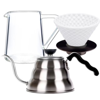 Loveramics Filterbryggning Set Inkl. Strong Dripper 2 Kopp, Stativ, Glaskanna & V60 Vattenkokare