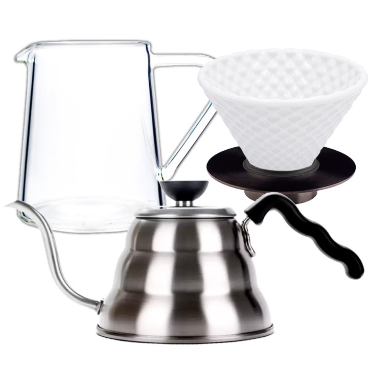 Loveramics Filterbryggning Set Inkl. Strong Dripper 2 Kopp, Stativ, Glaskanna & V60 Vattenkokare