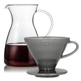 Hario Filterbryggning Set Inkl. V60-02 Dripper 2 Koppar & Glaskanna 0,4 L