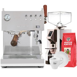 Ascaso Steel Duo Plus Poleret Stål Inkl. Eureka Mignon Turbo Espressokvarn, Koppar & Kaffe
