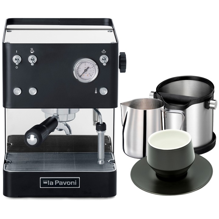 La Pavoni New Casa Bar Svart LPMCBN01EU Inkl. Baristautrustning & 4 Koppar/underkoppar
