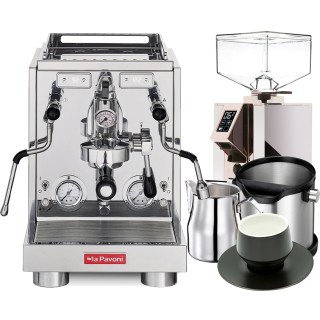 La Pavoni New Botticelli Specialty LPSBSS03NO Inkl. Eureka Mignon Turbo Espressokvarn, Baristautrustning & Koppar