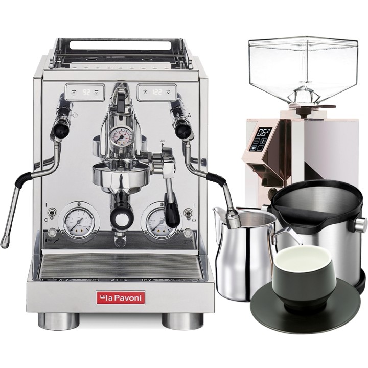La Pavoni New Botticelli Specialty LPSBSS03NO Inkl. Eureka Mignon Turbo Espressokvarn, Baristautrustning & Koppar