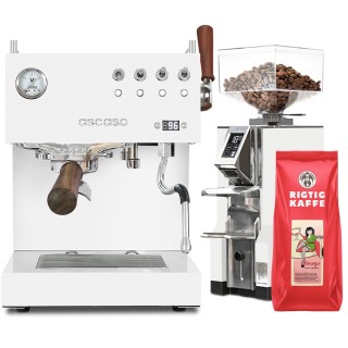 Ascaso Steel Duo Plus White - Modell 2024 Inkl. Eureka Libra, Espressokoppar & Kaffe