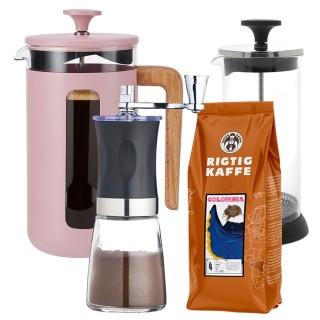 La Cafetière Pisa 8 Koppar Kaffepress Pink Inkl. Kaffekvarn, Mjölkskummare & Kaffe