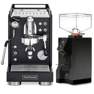 La Pavoni Mini Cellini Svart LPSMCB01EU Espressomaskin Inkl. Eureka Mignon Perfetto Mat Svart Espressokvarn