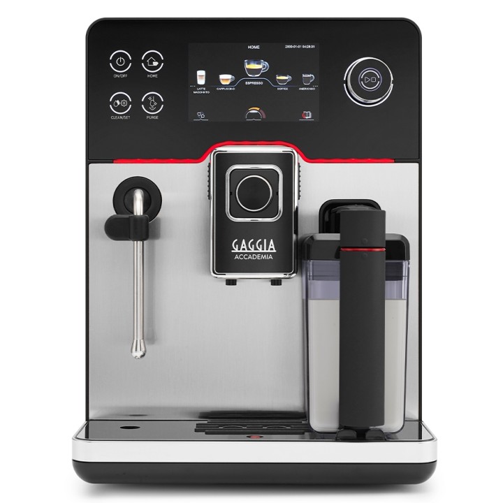 Gaggia Accademia Stål Espressomaskin Inkl. Proff Mjölkkanna 0,5L & 6kg Rigtig Kaffe Crema Intenso