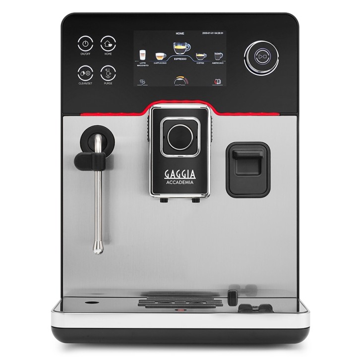 Gaggia Accademia Stål Espressomaskin Inkl. Proff Mjölkkanna 0,5L & 6kg Rigtig Kaffe Crema Intenso