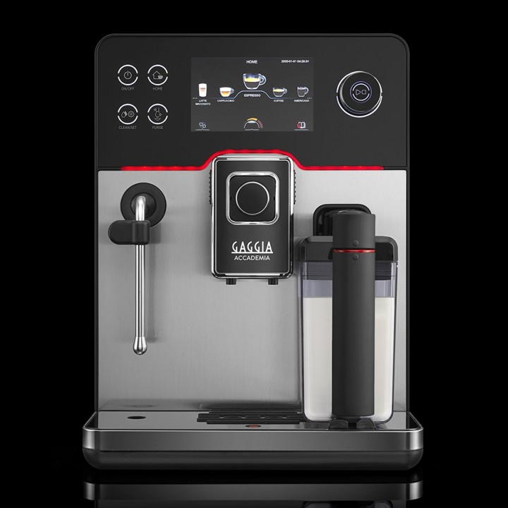 Gaggia Accademia Stål Espressomaskin Inkl. Proff Mjölkkanna 0,5L & 6kg Rigtig Kaffe Crema Intenso